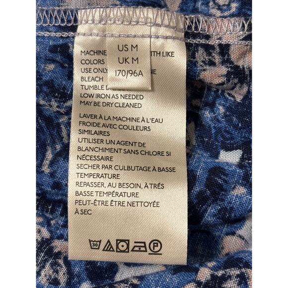 Free People Pattern Play Mini Dress Blue Size M Smocked Short Sleeves Feminine - Picture 6 of 7